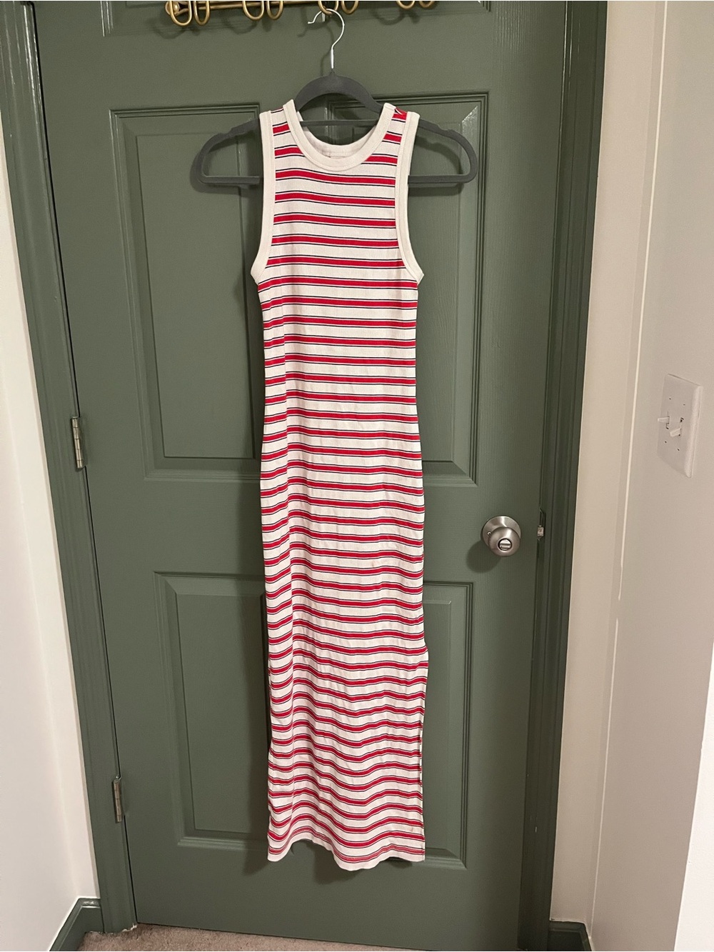 Universal Thread White, Red & Black Striped Ribbed Tank Dress